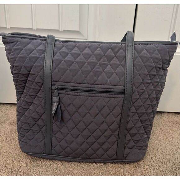 Vera Bradley Classic Tote Bag Gray Quilted Twill Minimalist Casual Weekender